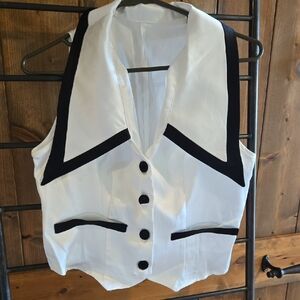 White and Black Buttoned Vest